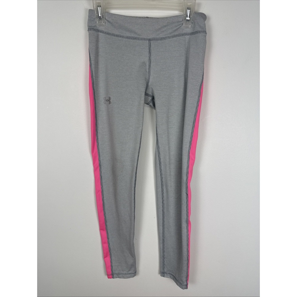 Under Armour Gray & Pink Athletic Comfort Colorblock Gym Girls Leggings Youth XS